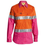 Bisley Womens Taped HiVis Cool Lightweight Long Sleeve Drill Shirt - BL6696T-Queensland Workwear Supplies