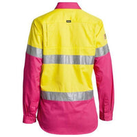 Bisley Womens Taped HiVis Cool Lightweight Long Sleeve Drill Shirt - BL6696T-Queensland Workwear Supplies