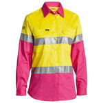 Bisley Womens Taped HiVis Cool Lightweight Long Sleeve Drill Shirt - BL6696T-Queensland Workwear Supplies