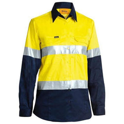 Bisley Womens Taped HiVis Cool Lightweight Long Sleeve Drill Shirt - BL6896