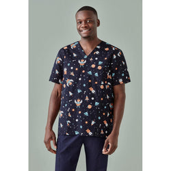 BizCare Mens Space Party Scrub Top - CST148MS