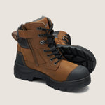 Blundstone RotoFlex Saddle water-resistant leather 150mm zip sided safety boot - 8066-Queensland Workwear Supplies