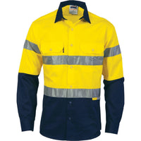 DNC Taped HiVis 2-Tone Long Sleeve Drill Shirt - 3836-Queensland Workwear Supplies