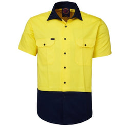 Ritemate 2 Tone Open Front Short Sleeve Shirt - RM1050S