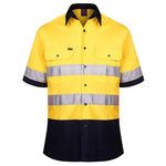 Ritemate 2 Tone Open Front, Short Sleeved Shirt with 3M Reflective Tape - RM1050RS-Queensland Workwear Supplies