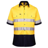 Ritemate 2 Tone Open Front, Short Sleeved Shirt with 3M Reflective Tape - RM1050RS-Queensland Workwear Supplies