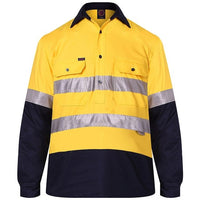 Ritemate Closed Front Long Sleeved 2 Tone 3M Reflective Tape Shirt - RM105CFR-Queensland Workwear Supplies