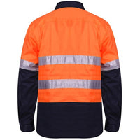 Ritemate Closed Front Long Sleeved 2 Tone 3M Reflective Tape Shirt - RM105CFR-Queensland Workwear Supplies