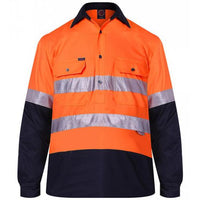 Ritemate Closed Front Long Sleeved 2 Tone 3M Reflective Tape Shirt - RM105CFR-Queensland Workwear Supplies