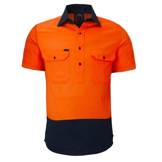 Ritemate Closed Front Short Sleeved 2 Tone Shirt - RM100CF-Queensland Workwear Supplies