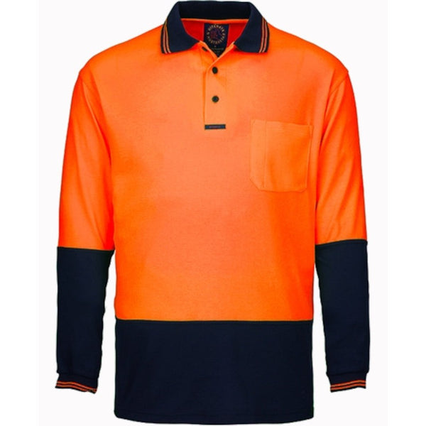 Ritemate Hi Vis, Long Sleeved Polo Shirt - RM2346-Queensland Workwear Supplies