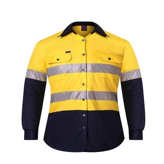 Ritemate Kids 2 Tone Open Front Shirt with Tape - RM4050R-Queensland Workwear Supplies