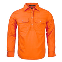 Ritemate Kids Pilbara Closed Front Long Sleeved Shirt - RM400CF-Queensland Workwear Supplies