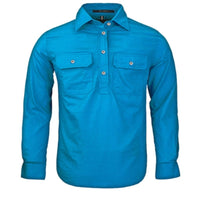 Ritemate Kids Pilbara Closed Front Long Sleeved Shirt - RM400CF-Queensland Workwear Supplies