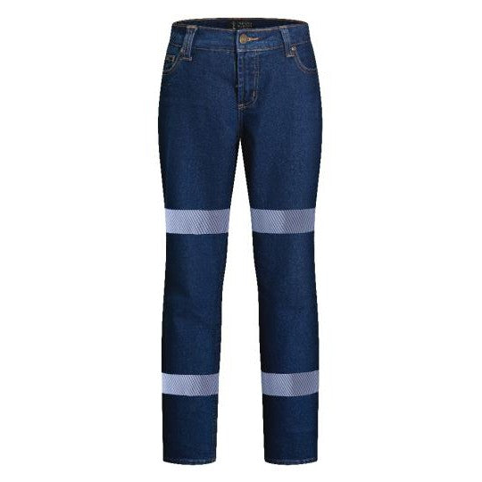 Ritemate Ladies Stretch Denim Jeans with Segmented Reflective Tape - RM220LSDR-Queensland Workwear Supplies