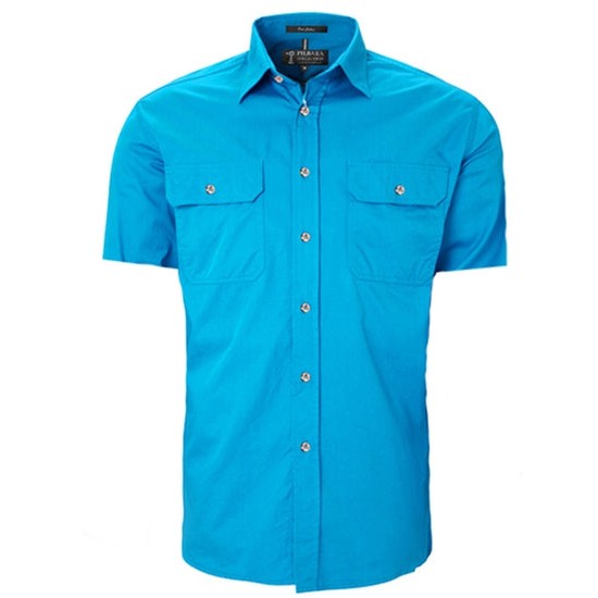 Ritemate Men's Pilbara Open Front Short Sleeved Shirt - RM500BTS-Queensland Workwear Supplies