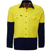 Ritemate Open Front 2 Tone Long Sleeve Mens Shirt - RM1050-Queensland Workwear Supplies