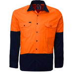 Ritemate Open Front 2 Tone Long Sleeve Mens Shirt - RM1050-Queensland Workwear Supplies