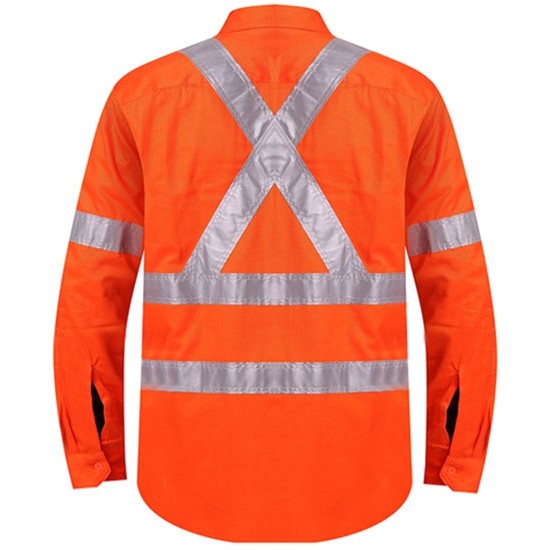 Ritemate Open Front Long Sleeve Mens 3M Tape "X" Design - RM106XR-Queensland Workwear Supplies