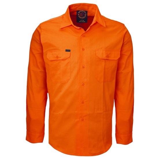 Ritemate Open Front Long Sleeve Mens Shirt - RM1000-Queensland Workwear Supplies