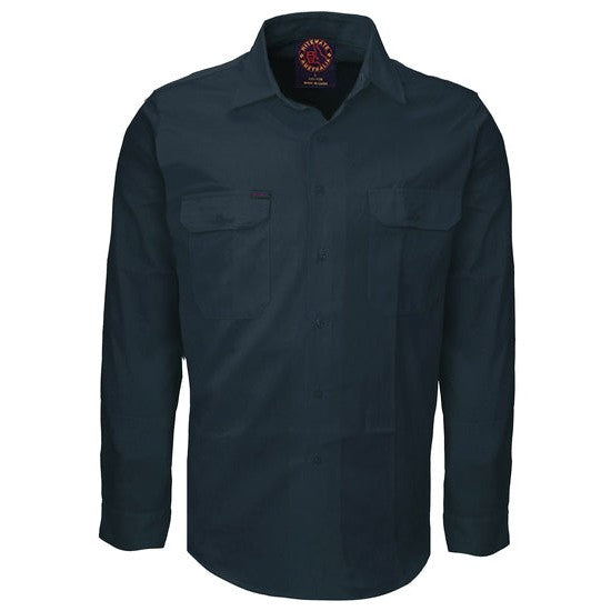 Ritemate Open Front Long Sleeve Mens Shirt - RM1000-Queensland Workwear Supplies