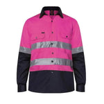 Ritemate Two Tone Open Front, Long Sleeved Shirt with 3M Reflective Tape - RM1050R-Queensland Workwear Supplies