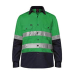 Ritemate Two Tone Open Front, Long Sleeved Shirt with 3M Reflective Tape - RM1050R-Queensland Workwear Supplies