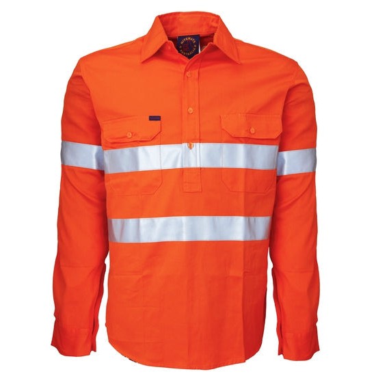 Ritemate Vented Closed Front Lightweight 50MM Reflective Tape Shirts - RM108VCFR-Queensland Workwear Supplies