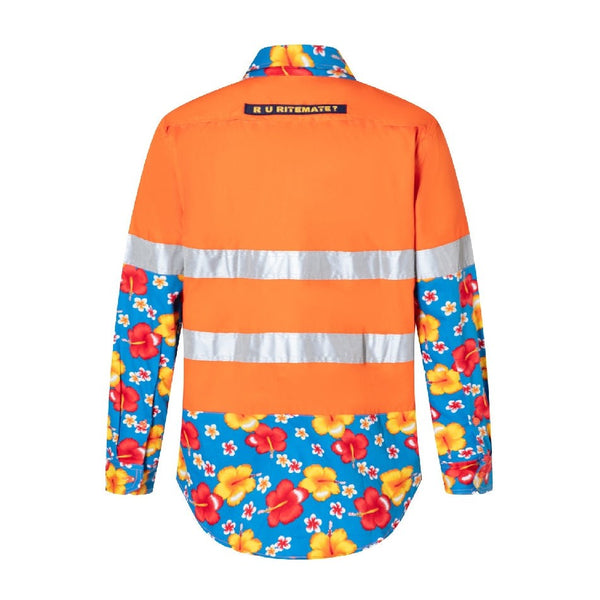 Ritemate Vented Open Front Light Weight, Long Sleeve Taped Shirt - RMRU02R-Queensland Workwear Supplies