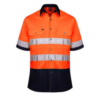 Ritemate Vented Open Front Light Weight Short Sleeve 3M Tape Shirt - RM107V2RS-Queensland Workwear Supplies