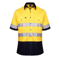 Ritemate Vented Open Front Light Weight Short Sleeve 3M Tape Shirt - RM107V2RS-Queensland Workwear Supplies