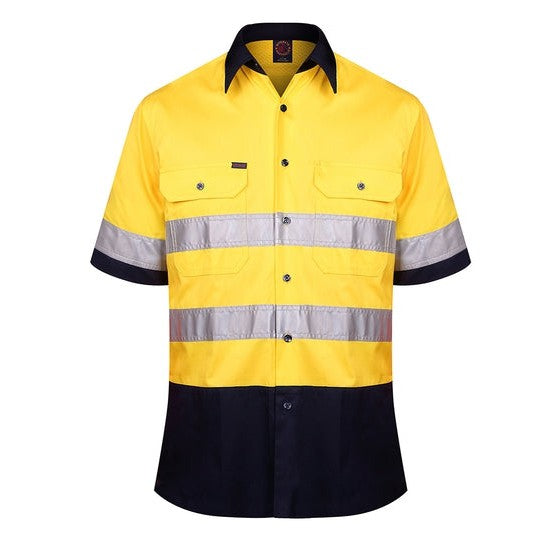 Ritemate Vented Open Front Light Weight Short Sleeve 3M Tape Shirt - RM107V2RS-Queensland Workwear Supplies