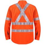 Ritemate Vented Open Front Long Sleeve 3M Tape "X" Design Shirts - RM109VXR-Queensland Workwear Supplies