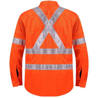 Ritemate Vented Open Front Long Sleeve 3M Tape "X" Design Shirts - RM109VXR-Queensland Workwear Supplies