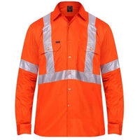 Ritemate Vented Open Front Long Sleeve 3M Tape "X" Design Shirts - RM109VXR-Queensland Workwear Supplies