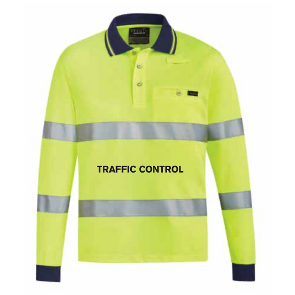 Syzmik Taped HiVis Biomotion Unisex Long Sleeve Polo with Traffic Control print - ZH380-Queensland Workwear Supplies