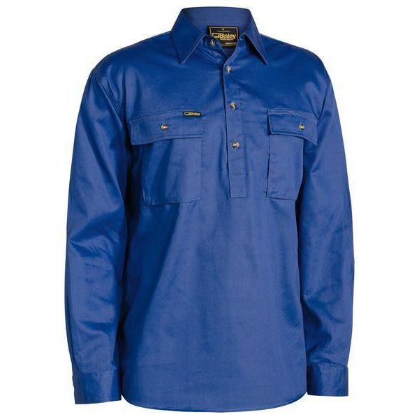 Bisley Closed Front Long Sleeve Cotton Drill Shirt - BSC6433-Queensland Workwear Supplies