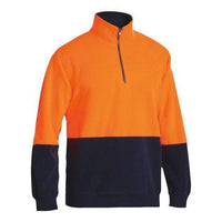 Bisley HiVis 1/4 Zip Unisex Polar Fleece Pullover - BK6889-Queensland Workwear Supplies