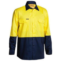 Bisley HiVis Vented Cotton Drill Long Sleeve Shirt - BS6895-Queensland Workwear Supplies