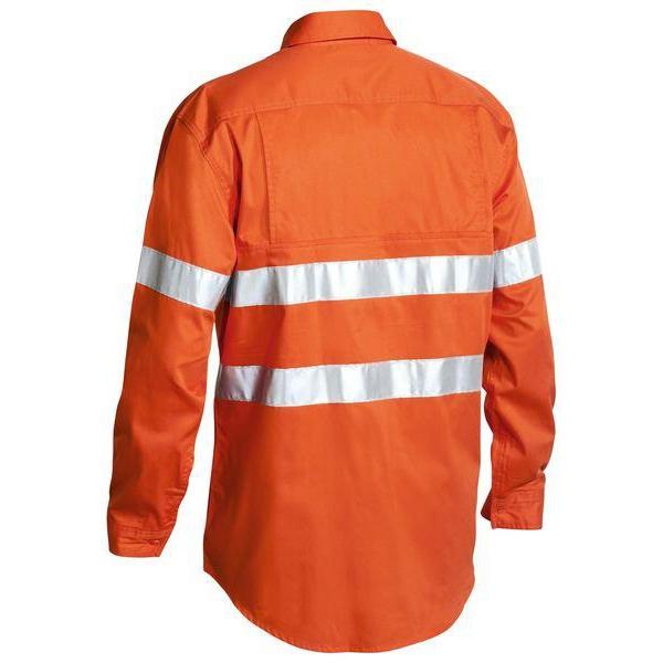 Bisley Taped HiVis Cool Lightweight Long Sleeve Mens Drill Shirt - BS6897-Queensland Workwear Supplies