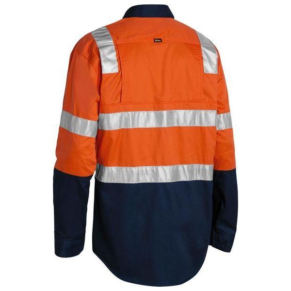 Bisley Taped HiVis Lightweight 2 Tone With Shoulder Tape Long Sleeve Unisex Shirt - BS6432T-Queensland Workwear Supplies