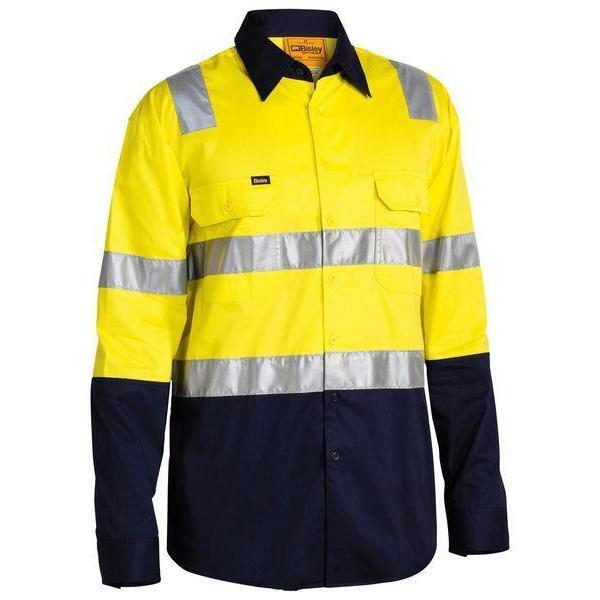 Bisley Taped HiVis Lightweight 2 Tone With Shoulder Tape Long Sleeve Unisex Shirt - BS6432T-Queensland Workwear Supplies