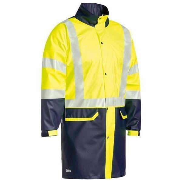 Bisley Taped HiVis Stretch PU Unisex Rain Coat - BJ6935HT-Queensland Workwear Supplies