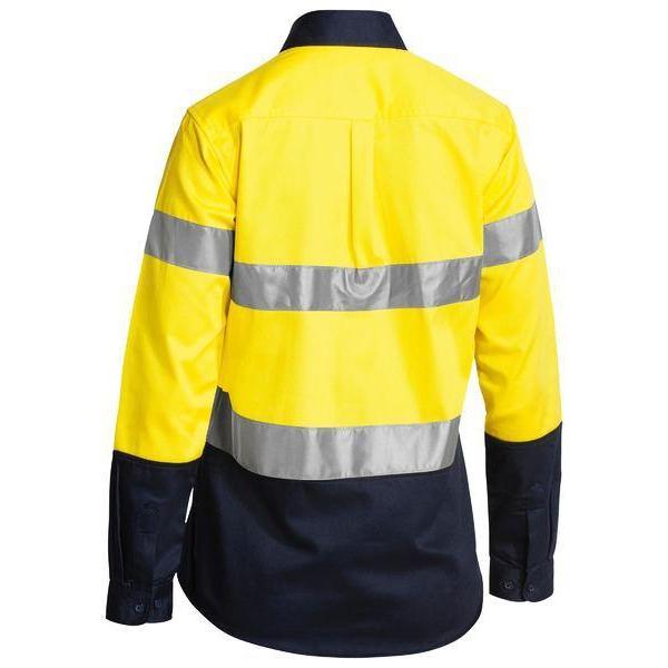 Bisley Womens Taped HiVis Long Sleeve Drill Shirt - BLT6456-Queensland Workwear Supplies