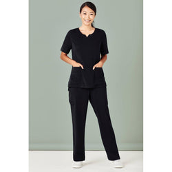 BizCare Womens Tailored Fit Round Neck Scrub Top - CST942LS