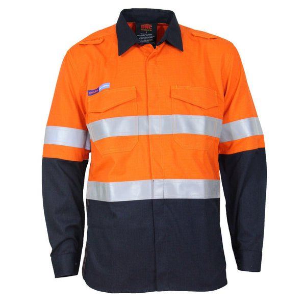 DNC Flame Retardant & Arc HRC2 Taped 2-Tone Middle Weight Long Sleeve Shirt - 3455-Queensland Workwear Supplies