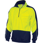 DNC HiVis 2-Tone 1/2 Zip Hi-Neck Panel Fleecy Windcheater - 3823-Queensland Workwear Supplies