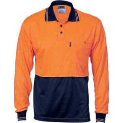 DNC HiVis 2-Tone Cool-Breathe Long Sleeve Polo - 3813