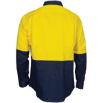 DNC HiVis 2-Tone Cool-Breeze Regular Weight Gusset Long Sleeve Cotton Shirt - 3781-Queensland Workwear Supplies