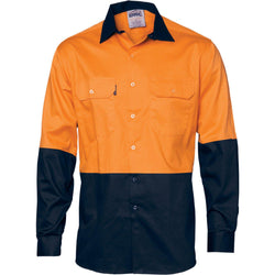 DNC HiVis 2-Tone Cotton Drill Long Sleeve Shirt - 3832